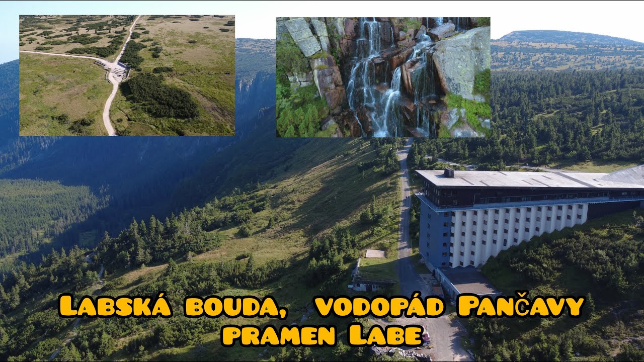 Labská bouda, vodopád Pančavy, pramen Labe, dronové záběry