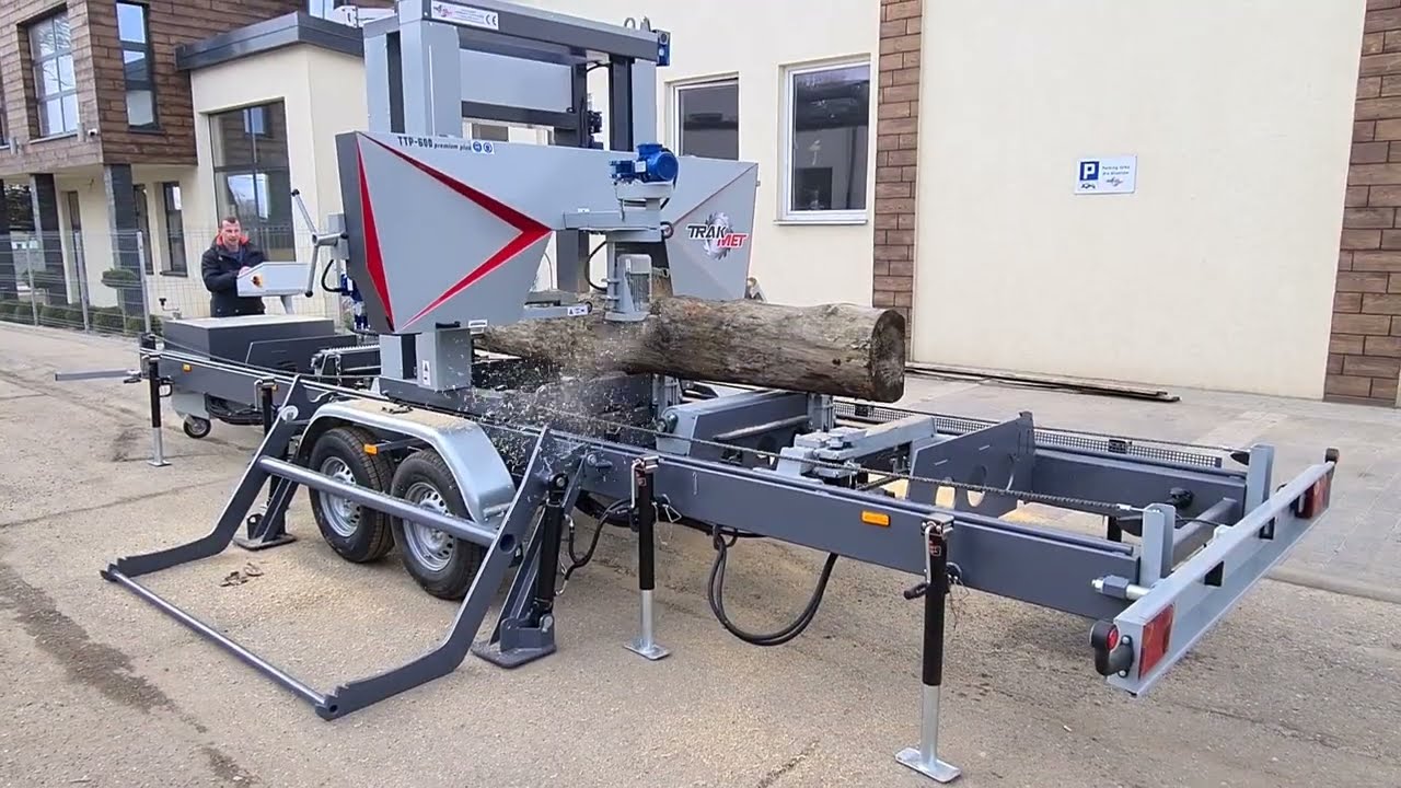 Trak Taśmowy Mobilny hydraulika TTP 600 PREMIUM PLUS , TRAK MET , koła 720 mm , piła 50 mm , sawmill