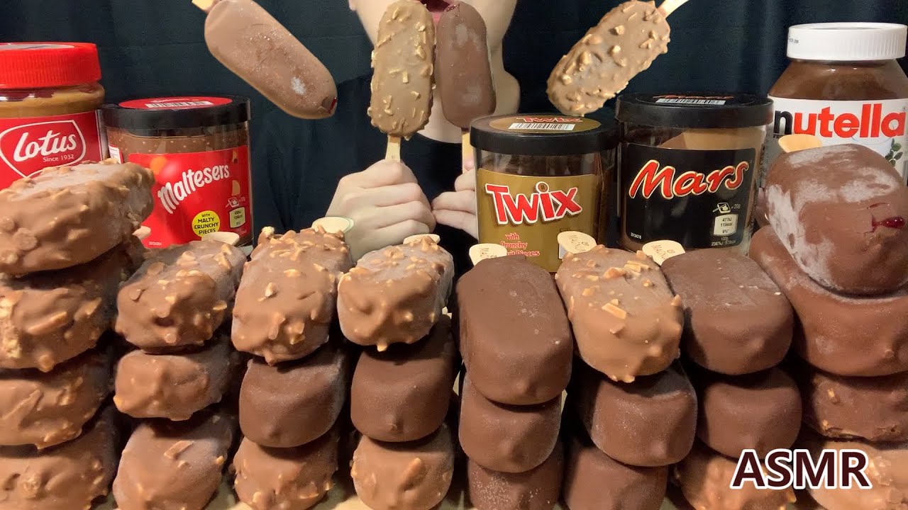 ASMR MAGNUM MALTESERS LOTUS CHOCOLATE ICE CREAM DESSERT MUKBANG NUTELLA es krim sorveteアイスクリーム 초콜릿먹방