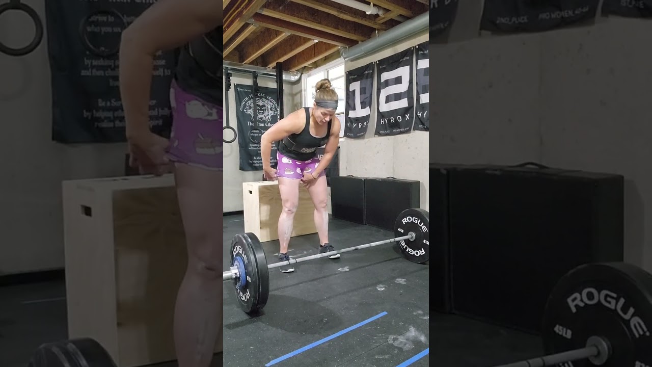 21-15-9: deadlift 165#, box jump 24