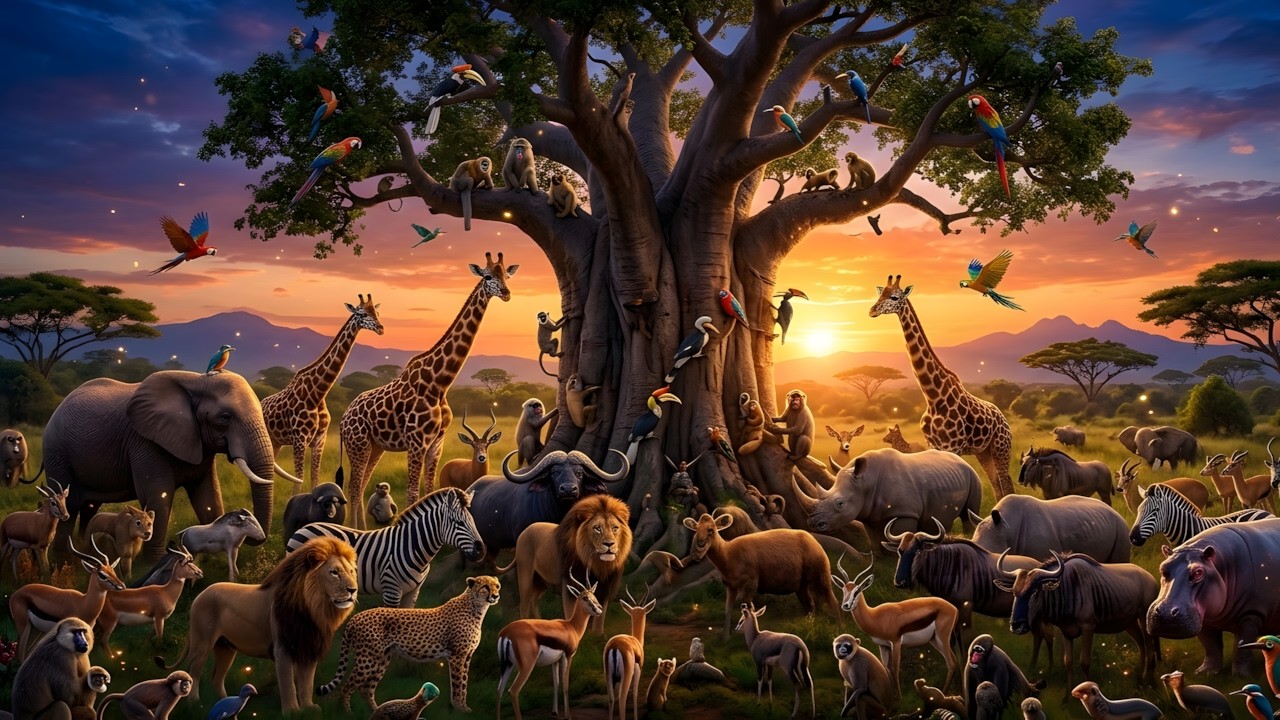 8K Wildlife | Gathering The Giant Tree Ecosystem | Relaxation & Sleep