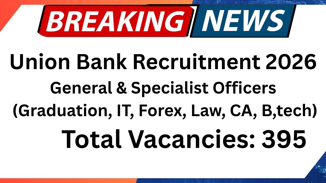 Union Bank of India Vacancy 2026-27 | General & Specialist Officers | Full Notification Details