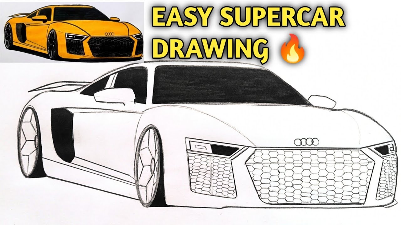 How to Draw Audi R8 Step by Step | Realistic Supercar Drawing Tutorial (2026)🔥