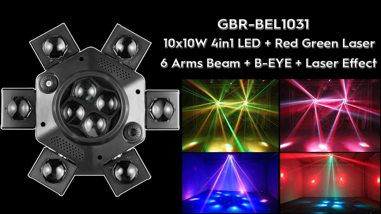 GBR-BEL1031 6 Arms Beam + B-EYE+Laser Effect Light