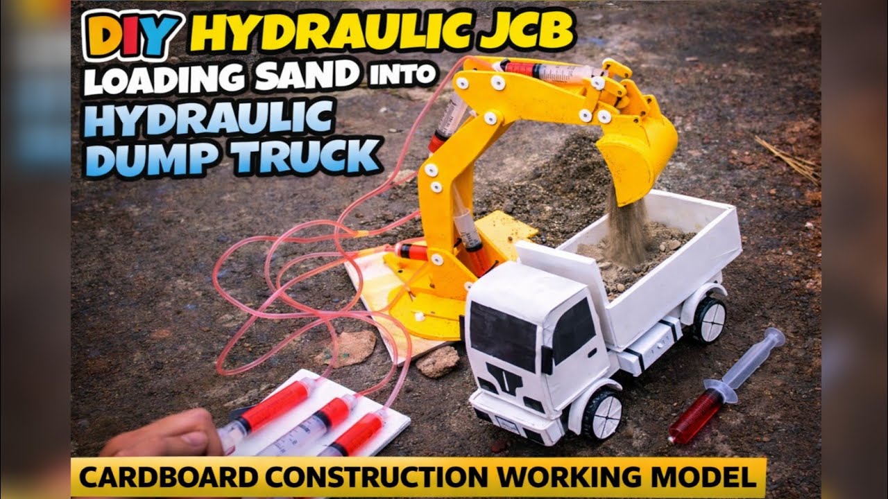 DIY Hydraulic JCB Loading Sand into Hydraulic Dump Truck | Cardboard Construction Working Model
