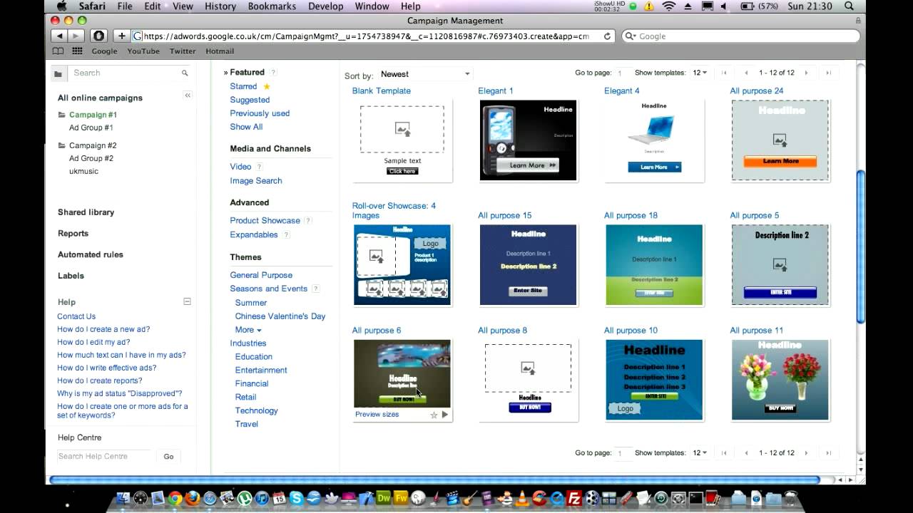 Creating and publishing banner ads with Google Adwords