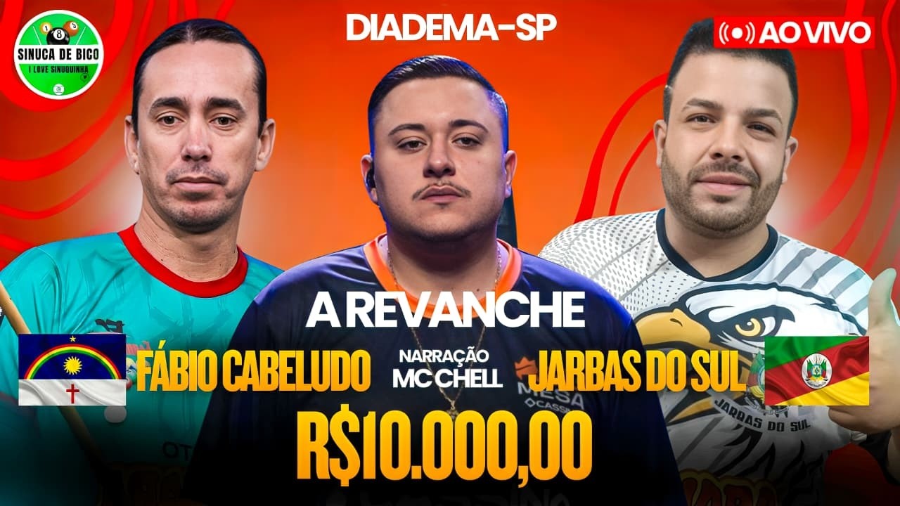 09/02 - JARBAS DO SUL X FABIO CABELUDO - REVANCHE SINUCA AO VIVO EM DIADEMA SP - MC CHELL #019