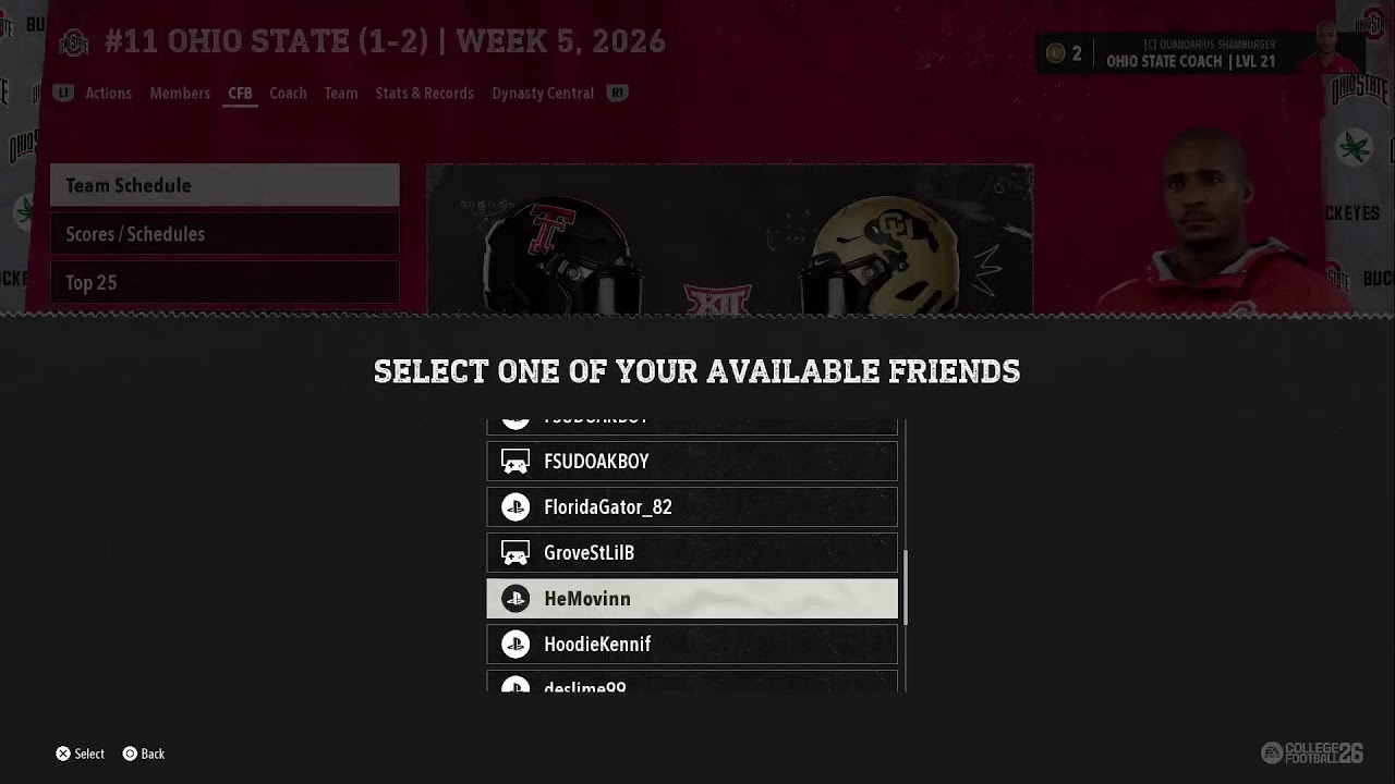 HQGL CFB26 Online Dynasty Season 3 Week 5 W/Ohio State (QU_ANN) vs Oregon  ()