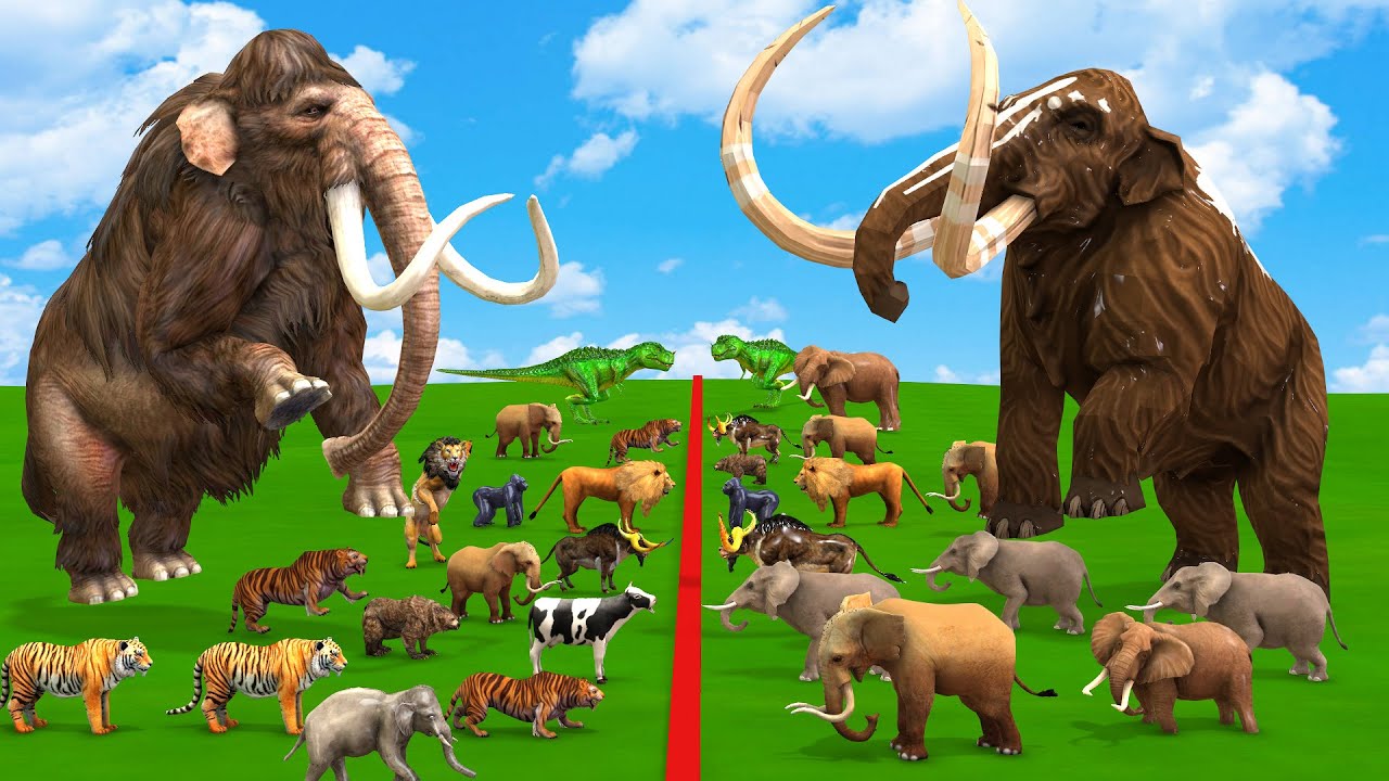 10 White Elpehant Mammoth vs Prehistoric Mammals vs big Wild Cat Animals Size Comparison vs Animals