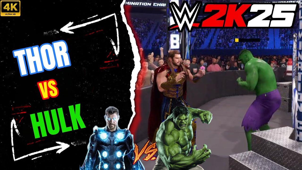 WHO IS STRONGER Thor vs Hulk? WWE 2K25 | FULL MATCH 4K #wwe2k25 #wwe2k #wwe