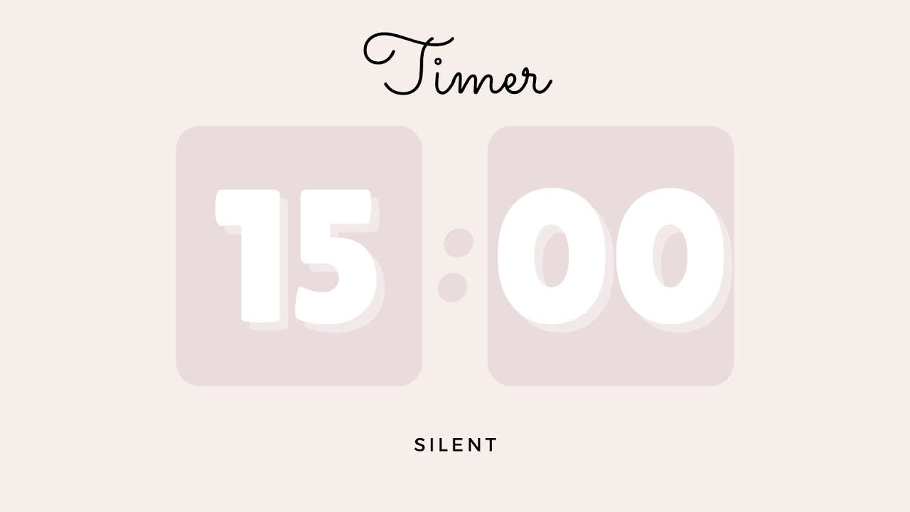 🤍 15 Minutes Silent Timer with Cute Ending Alarm | Beige Timer