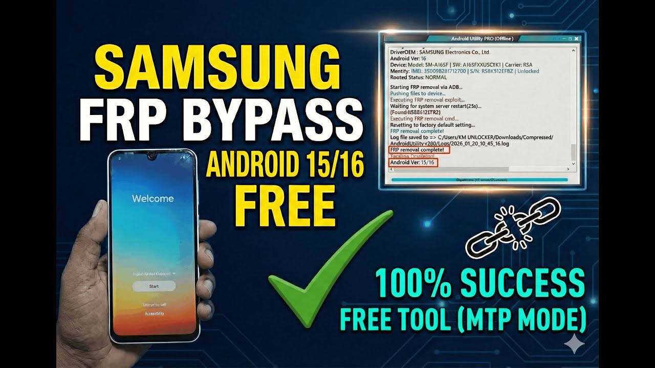 SAMSUNG ANDROID 15/16 FRP BYPASS TOOL 2026 | GOOGLE ACCOUNT REMOVE SASMUNG ANDROID 15/16 FREE METHOD