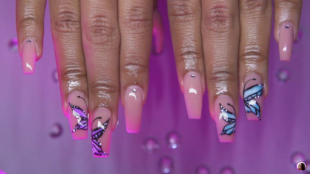 TUTORIEL CAPSULES GEL - FORME CARRÉ - NAIL ART PAPILLON 🦋
