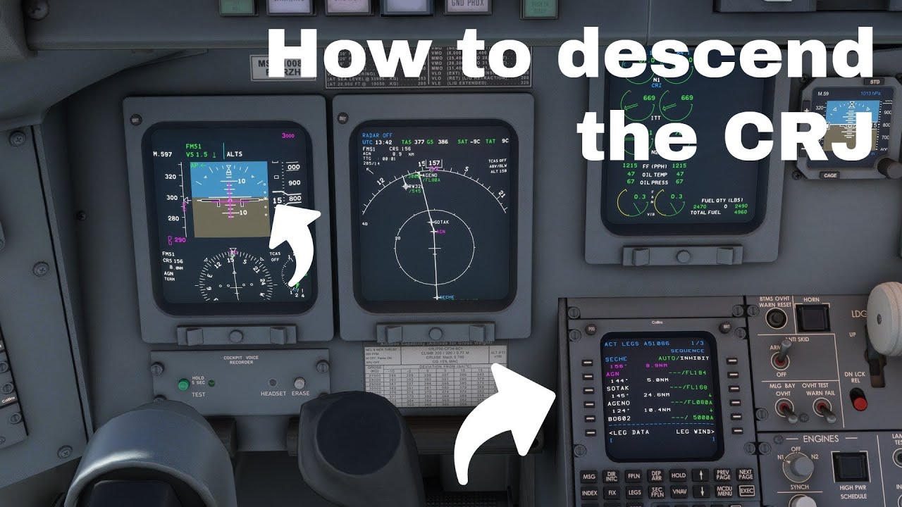 Aerosoft CRJ DESCENT TUTORIAL  ||  + secret VNAV button  ||  MSFS2020