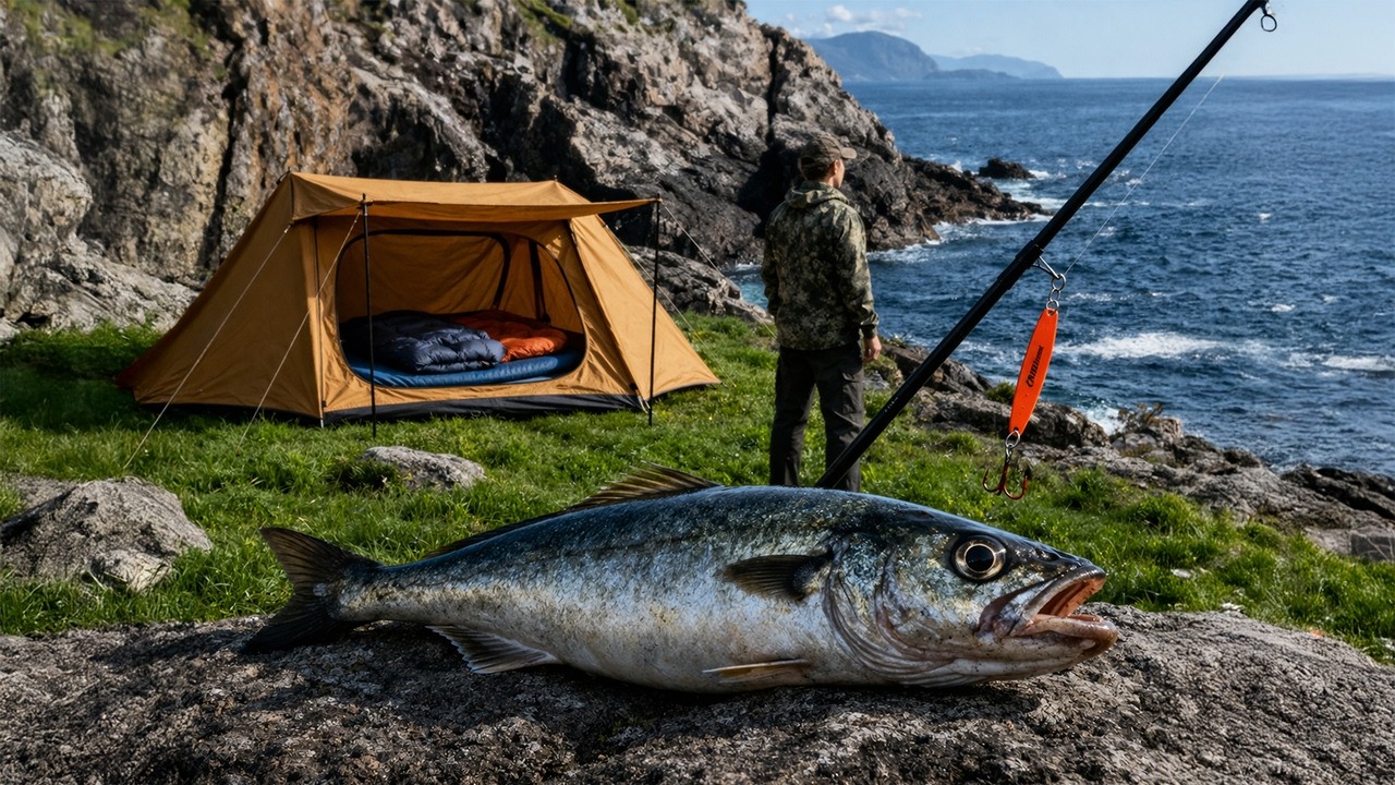 Solo Camping on a Remote Ocean Cliff – Catch & Cook