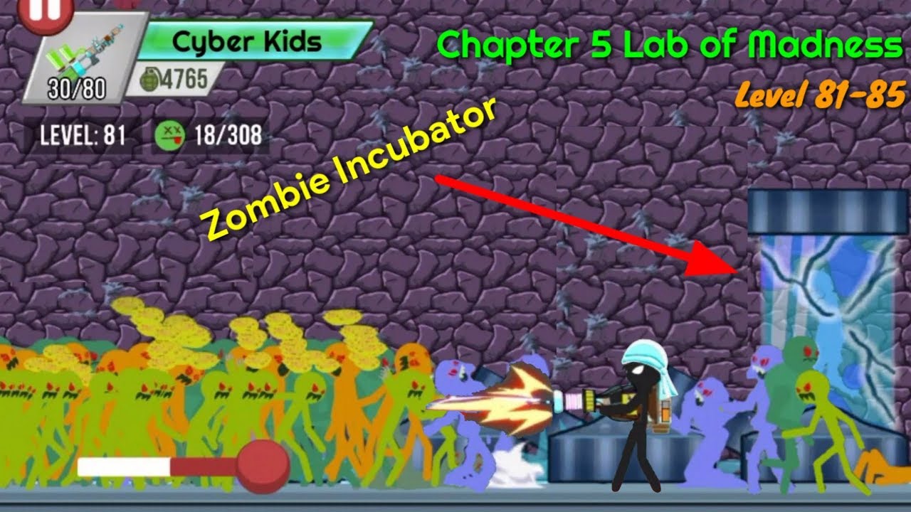 Инкубатор зомби Глава 5 Лаборатория безумия, уровень 81-85 !!  Stickman Zombie Shooter