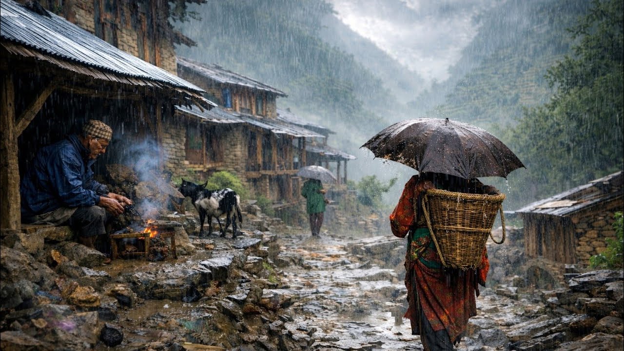 Real Nepali Mountain Village Life During the Rain || A Peaceful Rural Lifestyle Documentary Video ||