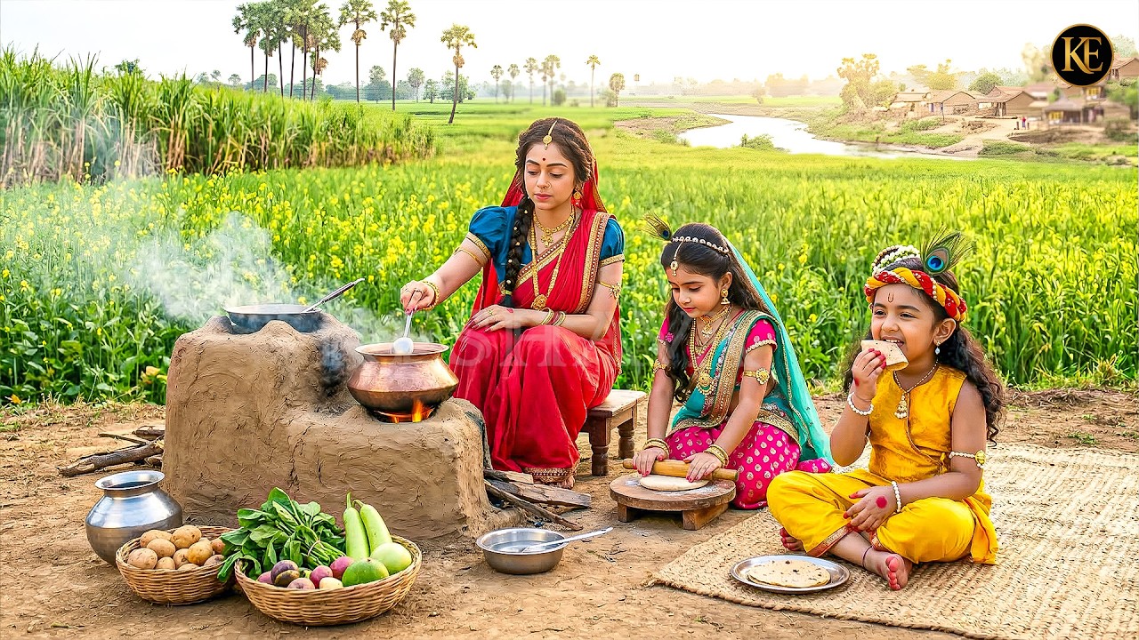 यशोदा मैया ने बाल कान्हा और राधा के लिए बनाया स्वादिष्ट भोजन | यशोमती मईया के नंदलाल | Krishan leela