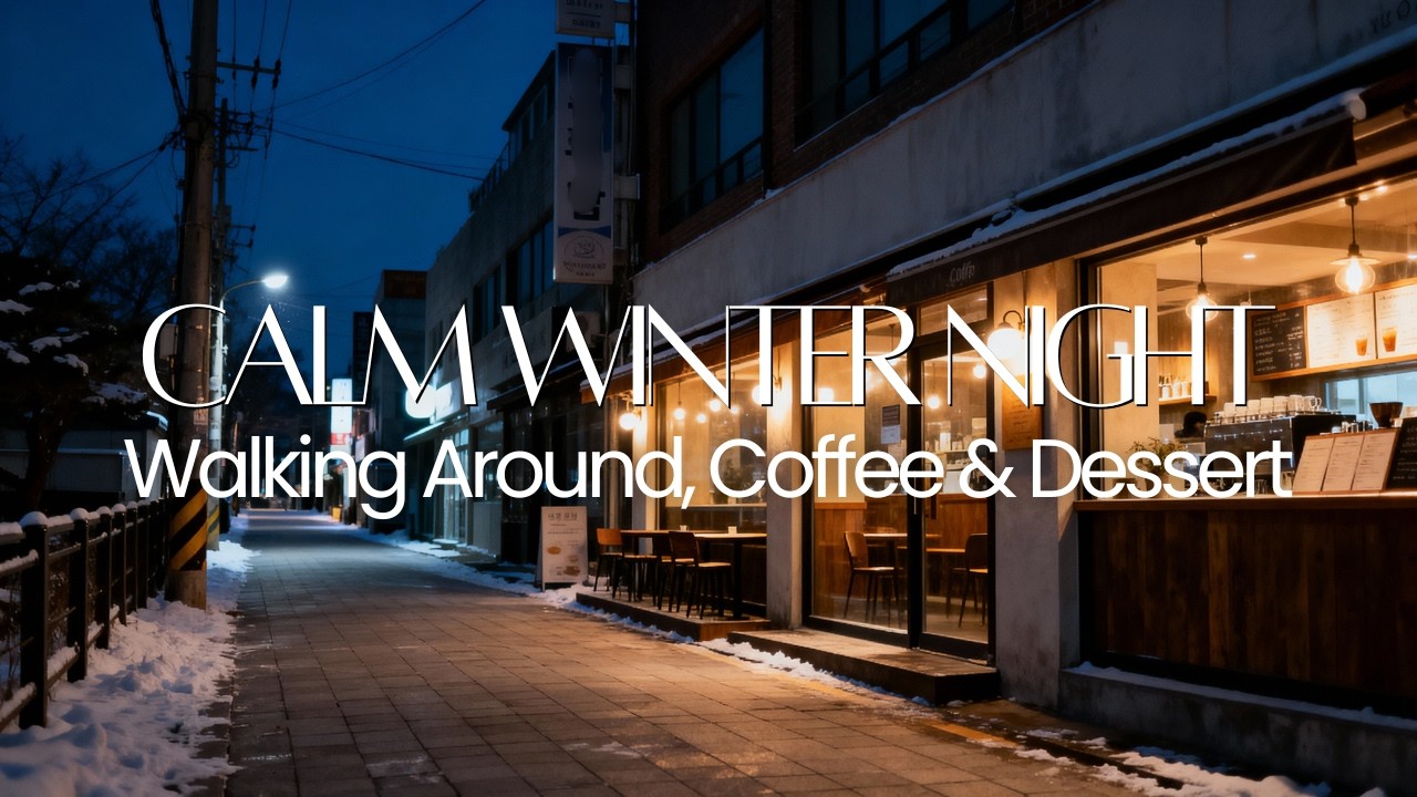Calm Winter Night | Walking Around, Coffee & Dessert