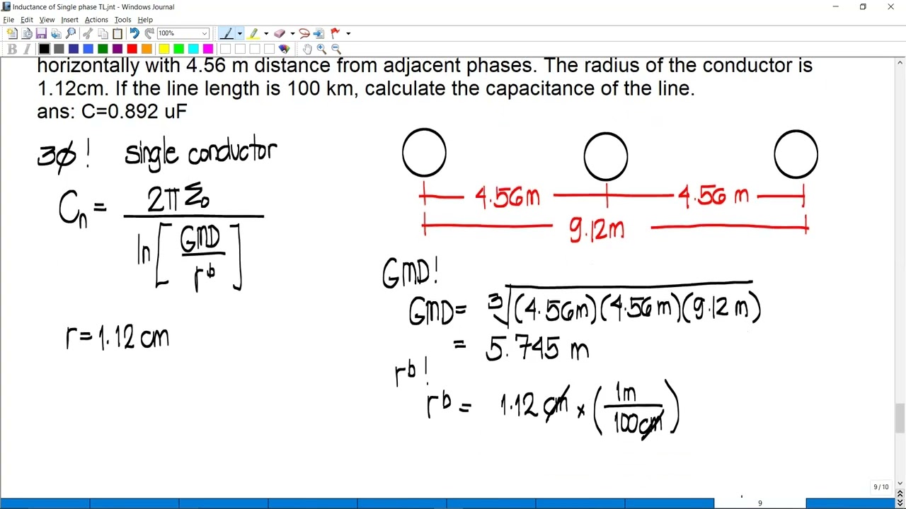 Power Systems: Capacitance of Transmission Line (with single conductor per phase) TAGALOG