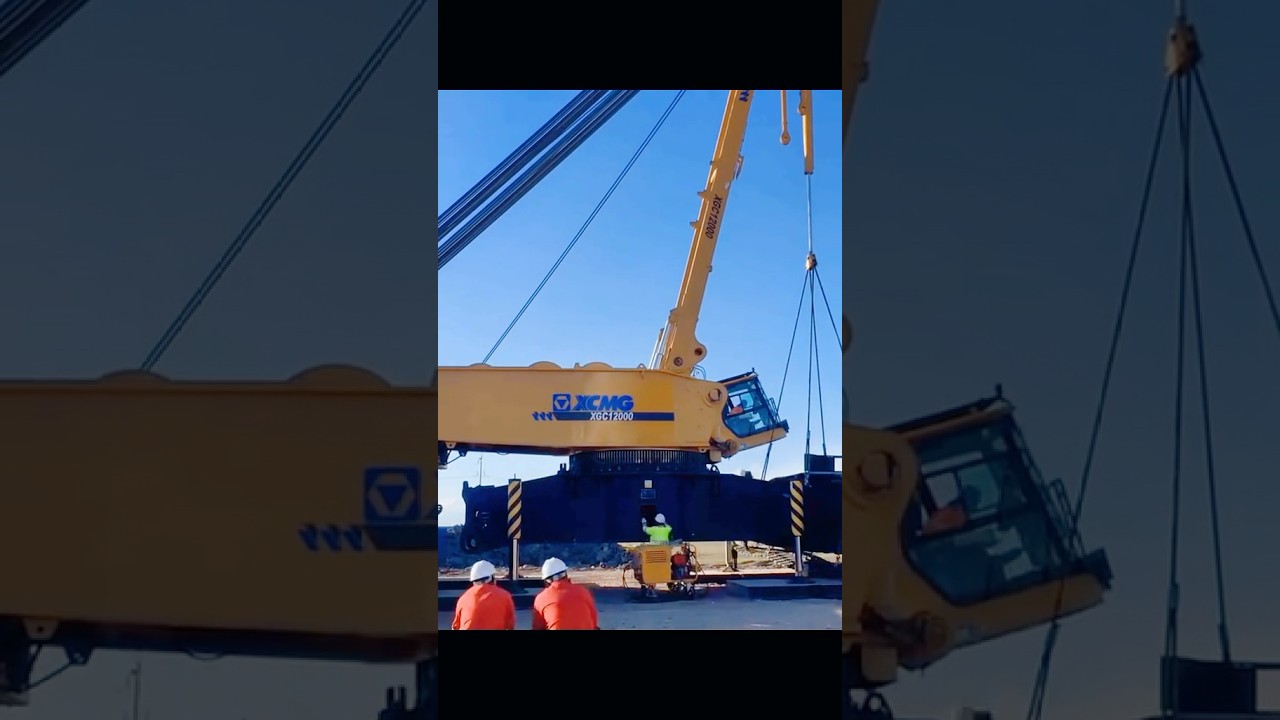 #XCMG XGC12000 crawler crane setting up its tracks #viral #crane #heavyequipment #cranepedia