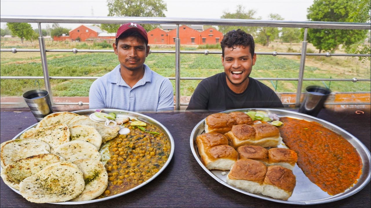 Street Pav Bhaji Vs Spicy Chole Kulche Eating Challenge | Man Vs Food | Food Challenge