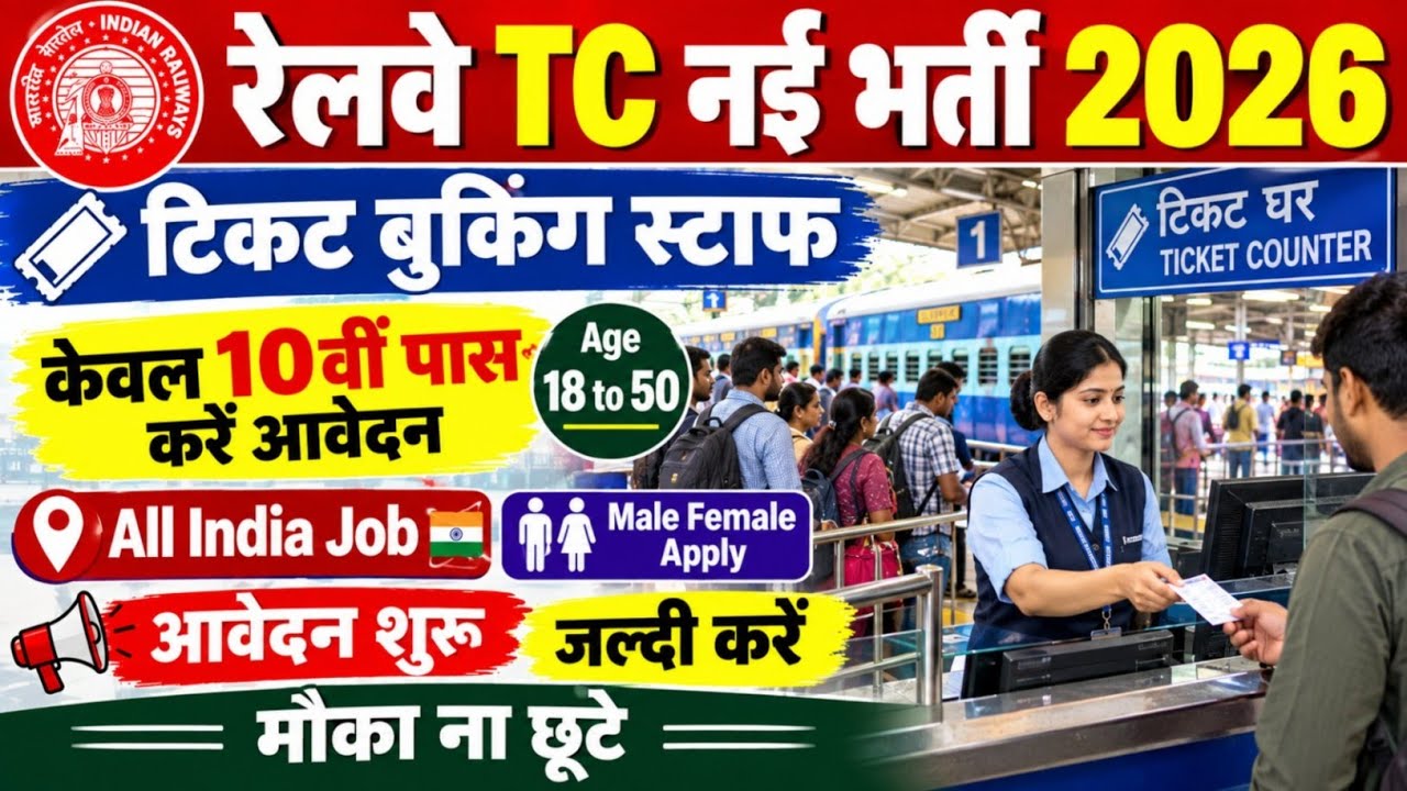 Railway TC TTE (Ticket Staff) Recruitment | RRB Ticket Booking Staff Vacancy 2026 | Ntpc Bharti 2026
