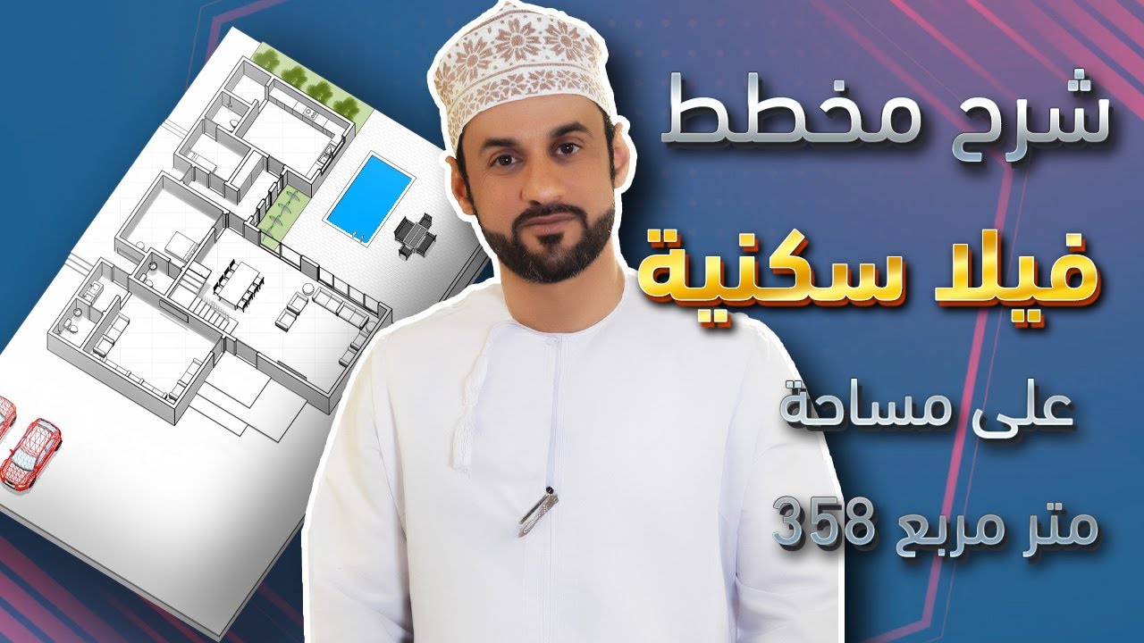 شرح مخطط فيلا سكنية 358 م2