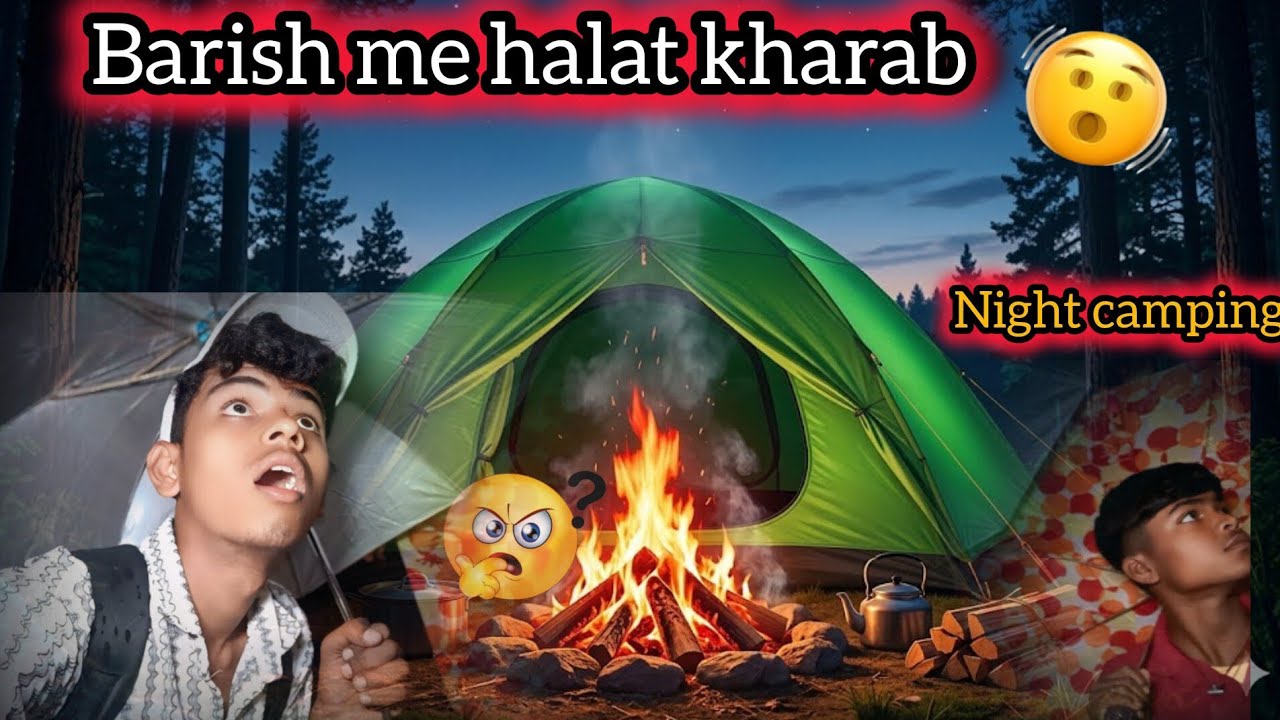 Desi village rain 🌧️ camping in forest 🏕️