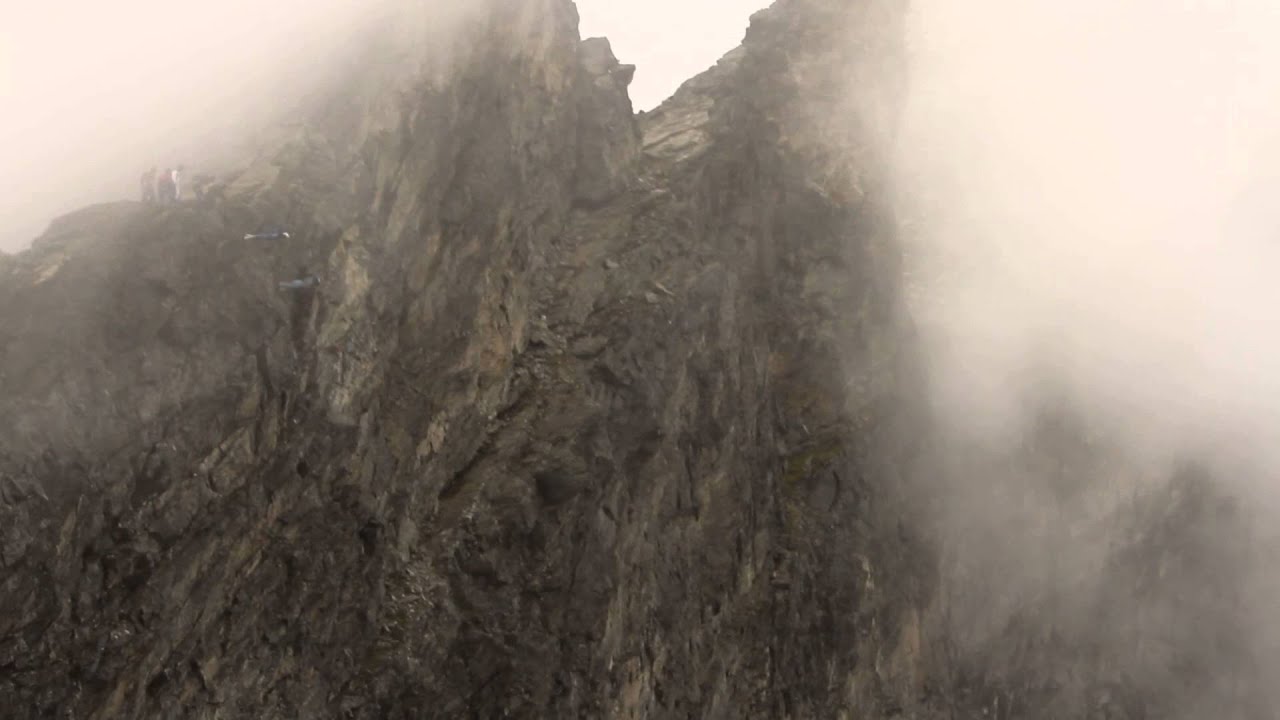 B.A.S.E Jumpers taking off Trollveggen Wall, Norway