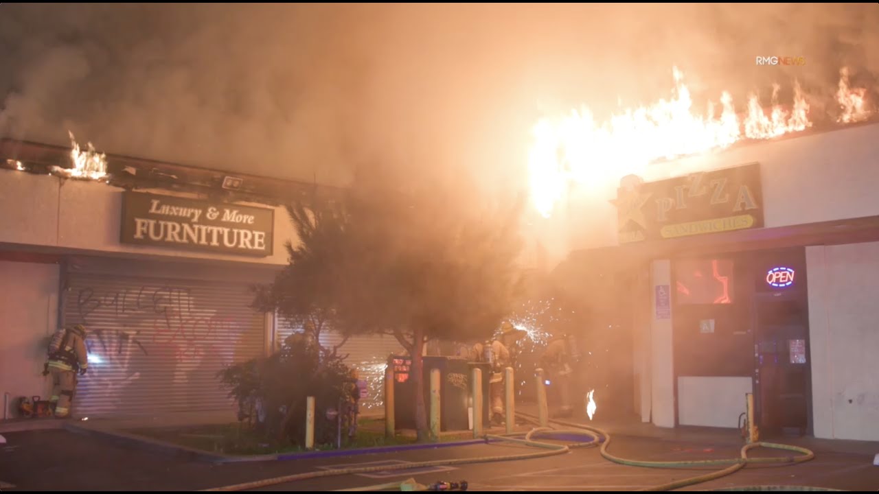 Rapidly Spreading Fire Forces Major Fire Attack at Valley Glen Strip Mall.
