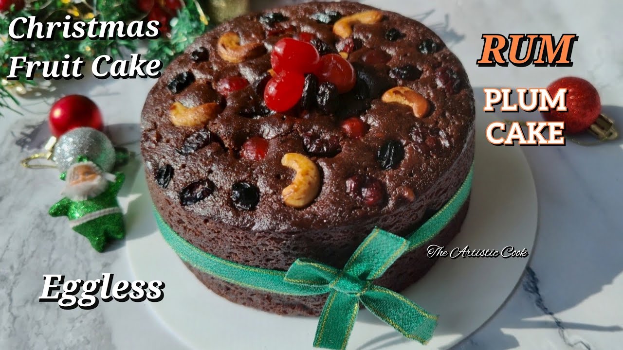 Eggless Plum Cake Recipe | Chocolate Plum Cake | Plum Cake recipe with Rum | Christmas Fruit Cake