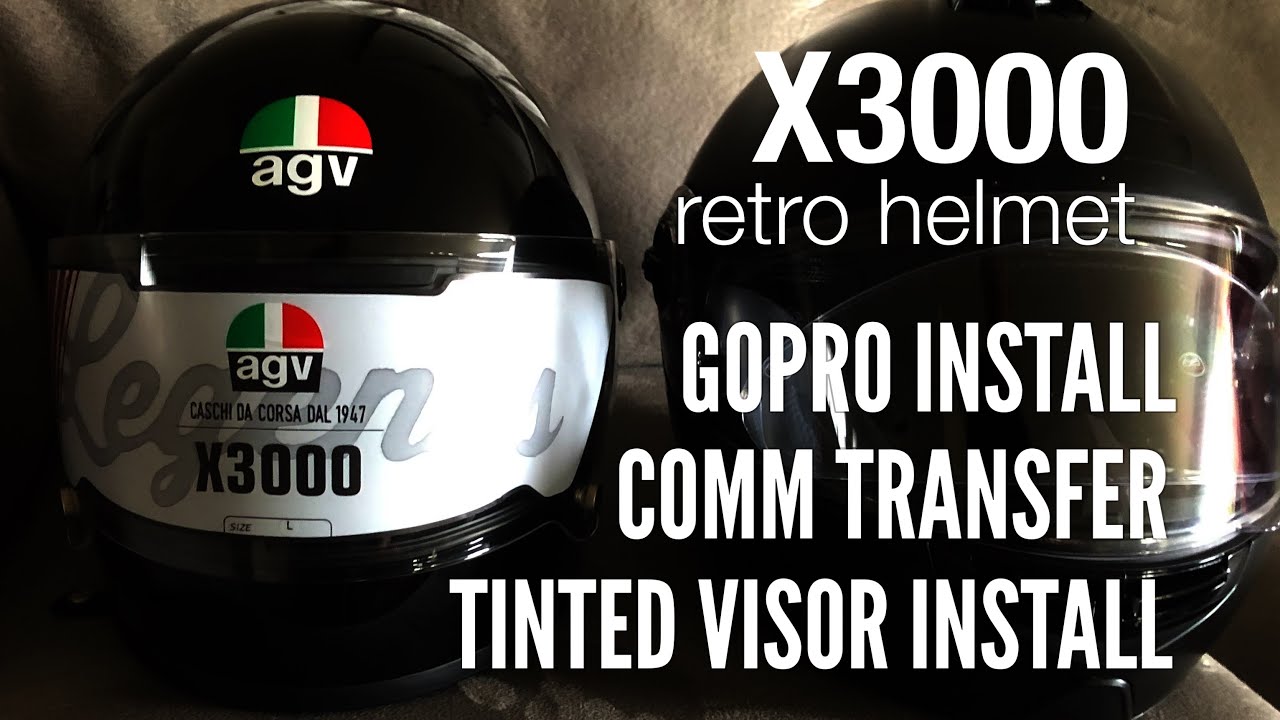 AGV X3000 Retro Helmet: Installing GoPro, audio, comm system and tinted visor