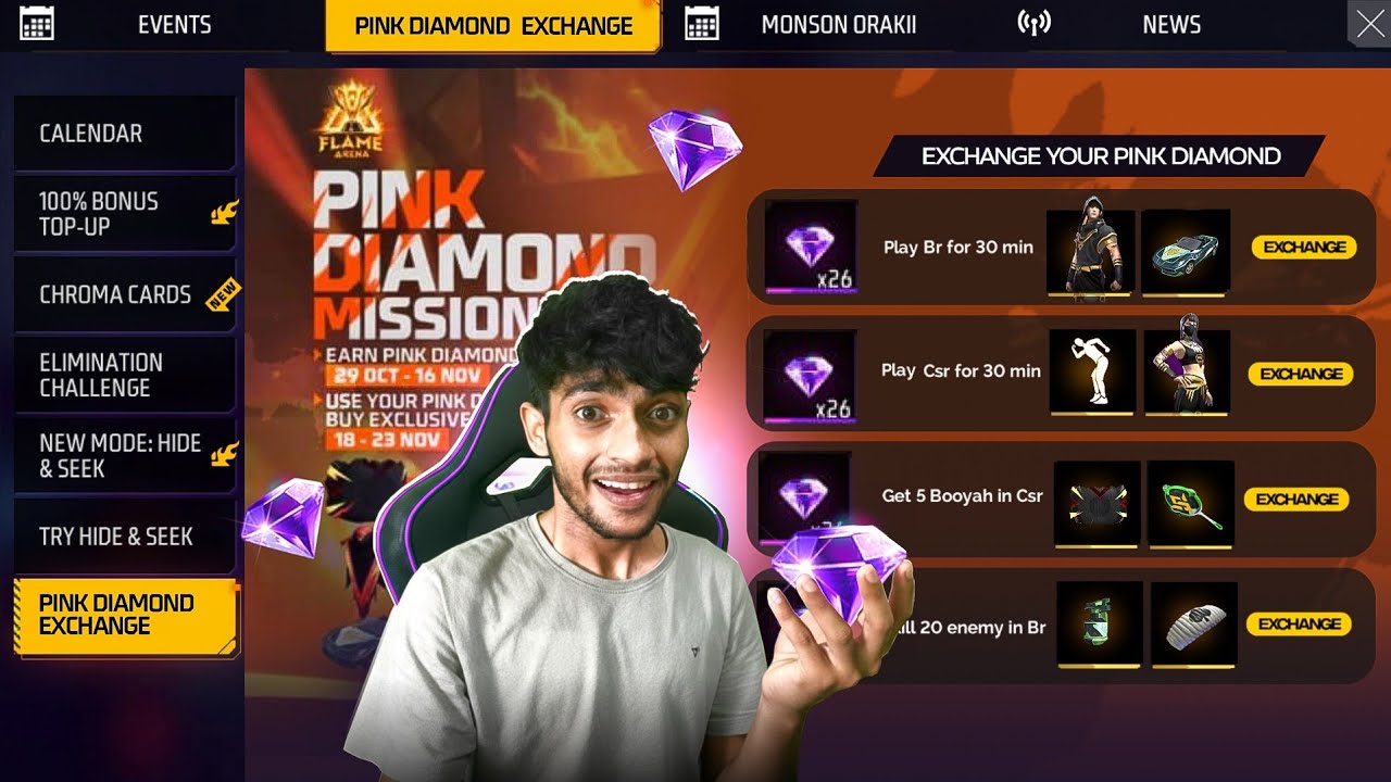 PINK DIAMOND EXCHANGE REWARDS 💎 Free Fire MaX