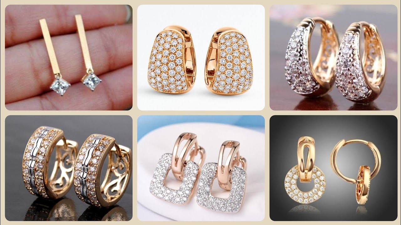 Outstanding Luxury 14k Round Hoop Gold And Diamond Earrings For Women