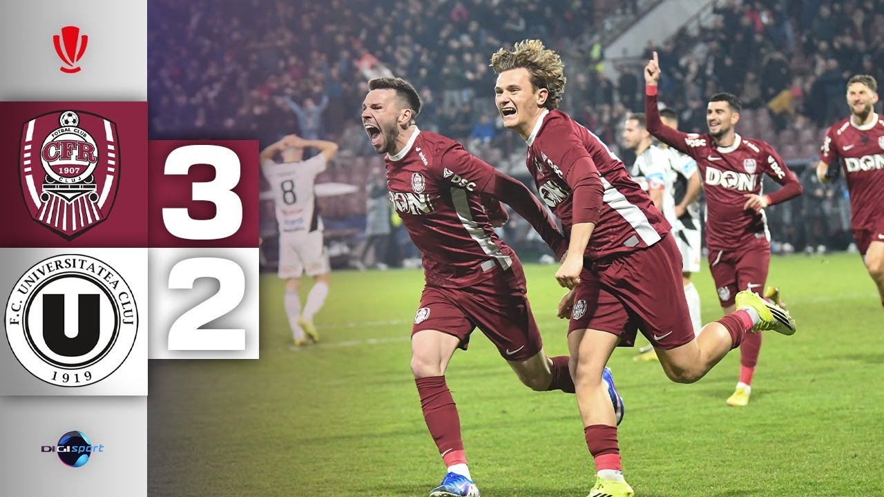 CFR - U Cluj 3-2. Trupa lui Pancu a bifat a 7-a victorie consecutivă și a urcat pe loc de play-off
