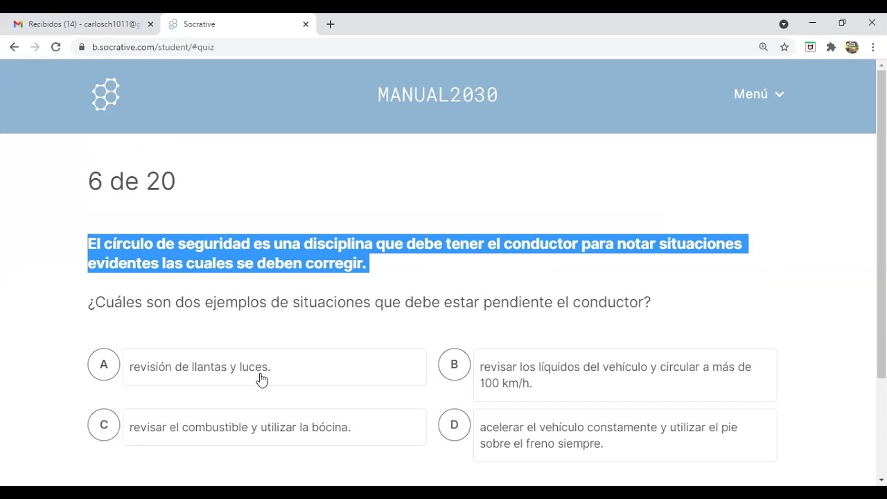 Examen Teórico COSEVI Manual del Conductor Capítulo 5 Factor Humano