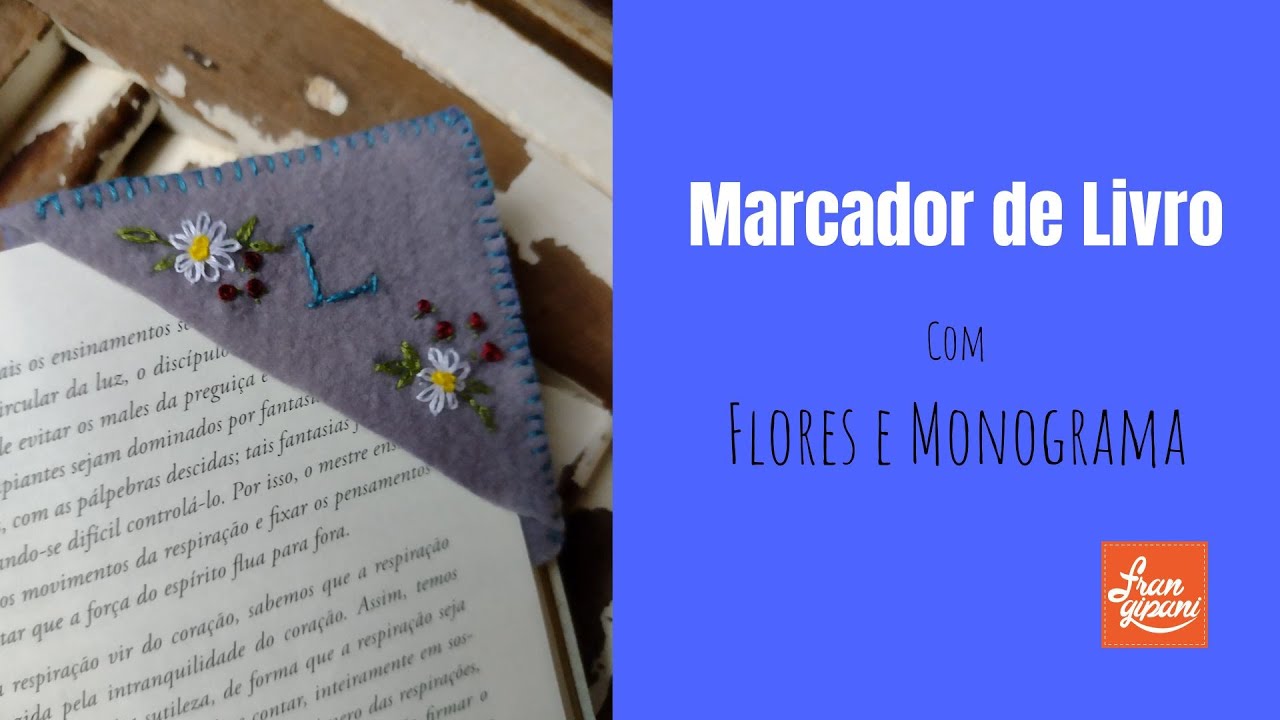Marcador de Livro bordado com a FRANGIPANI