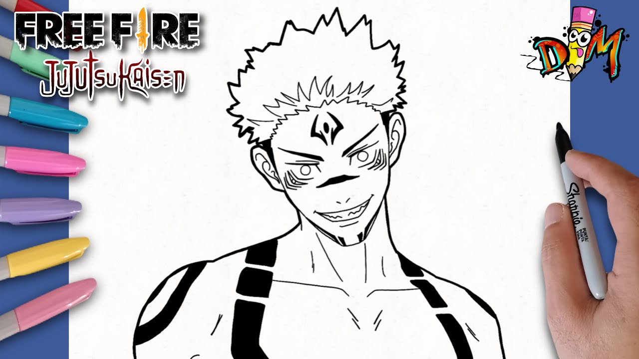How to Draw ( RIOMEN SUKUNA ) from FREE FIRE x JUJUTSU KAISEN | como dibujar  la Riomen Sukuna