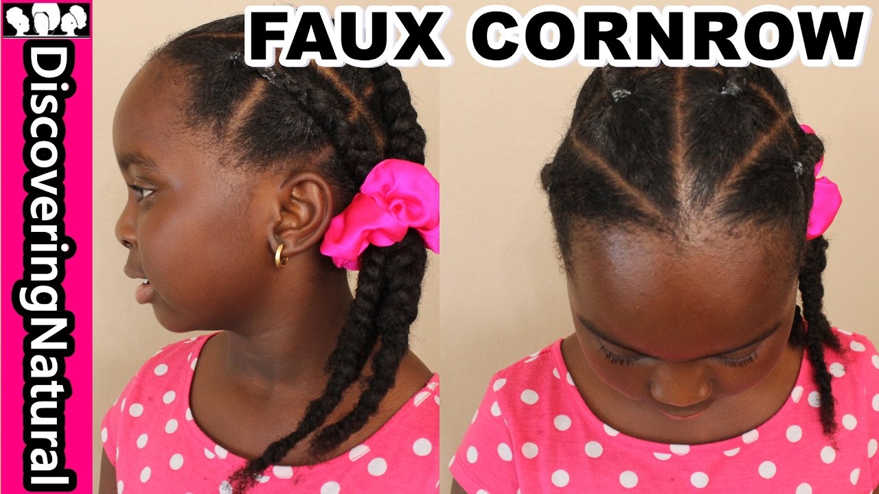 HOW TO FAKE CORNROWS NATURAL HAIR #naturalhair #kidshairstyles  | Sensitive Scalp Tender head