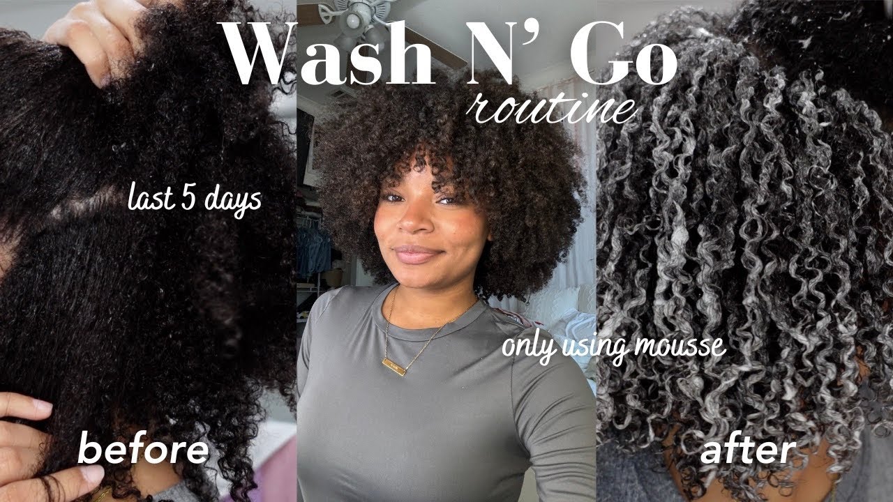 MY WASH N' GO ROUTINE using only mousse on type 4a - 4c natural curly hair | 2024