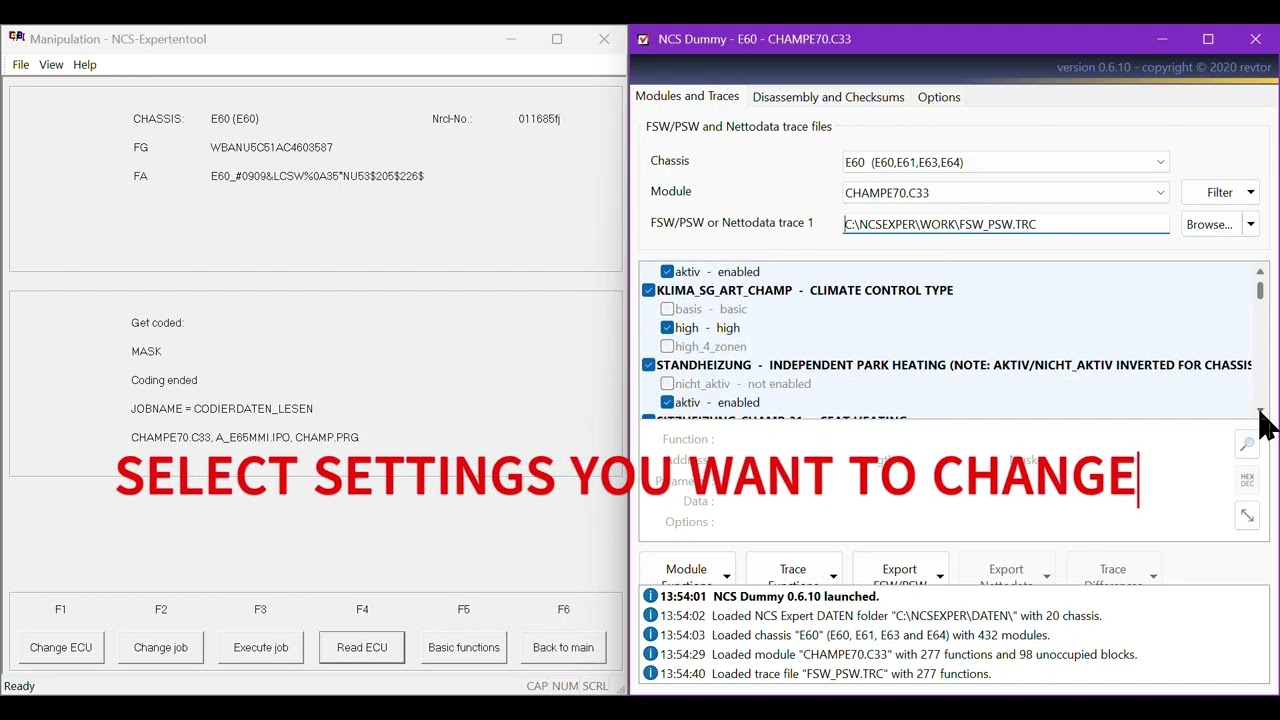 How to code using NCS Dummy for BMW