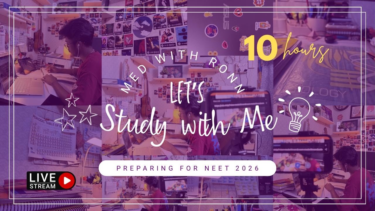 12 Hour Study With Me LIVE 📚 | NEET 2026 | 90/15 Pomodoro | Real Time Study