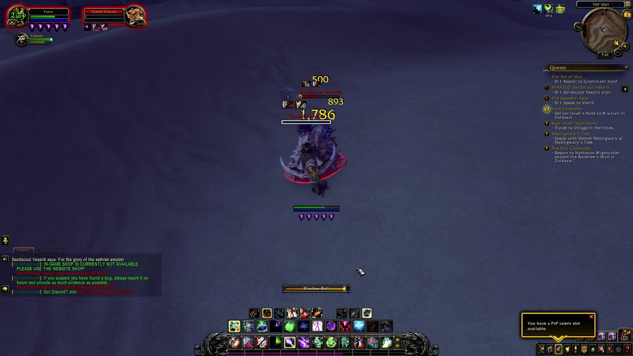 Wow BFA lv 113 Lock vs Sandscout Vesarik