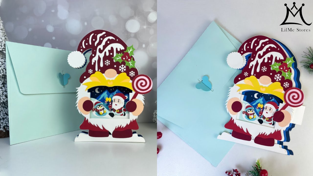 How To Make Paper Cut Pop up Gnome Christmas