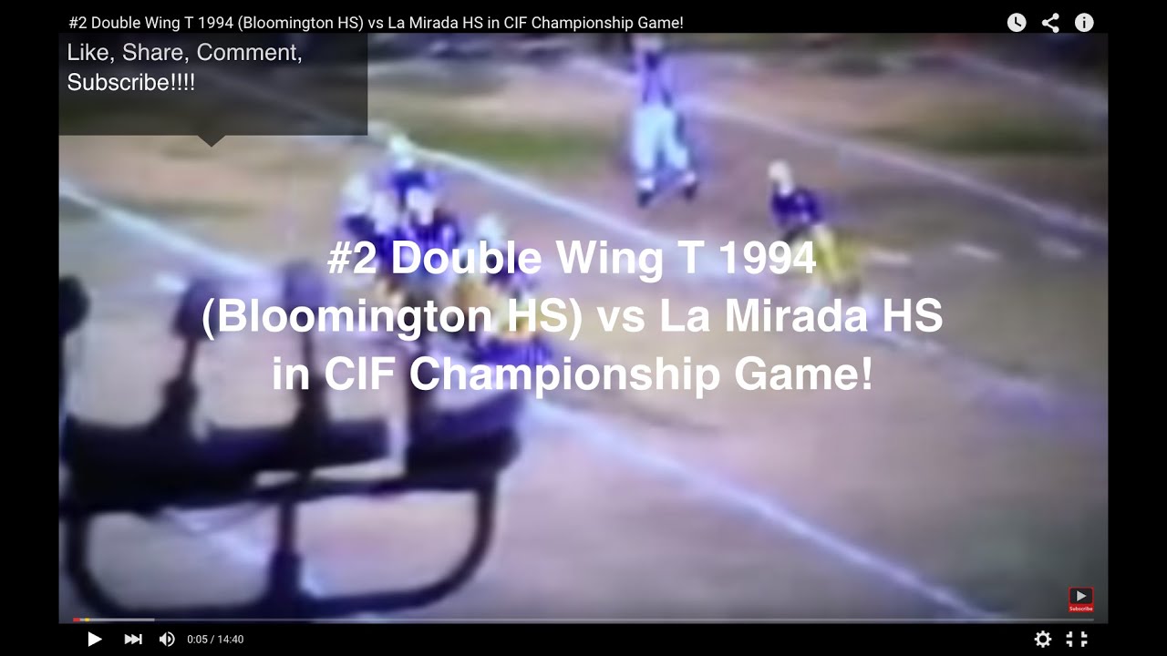 #2 Double Wing T 1994 (Bloomington HS) vs La Mirada HS in CIF Championship Game!