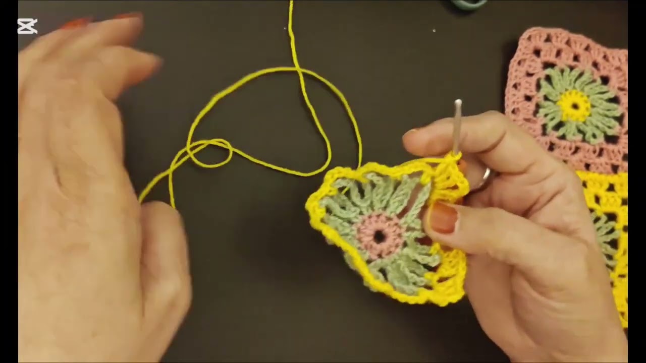 Crochet Granny square with flower# crochet Granny square top,                   