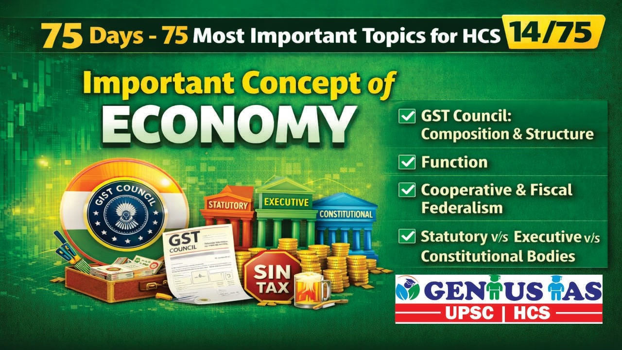 Lecture #  14/75 - GST Council | Composition & Structure | Important Concept of Economy | UPSC / HCS