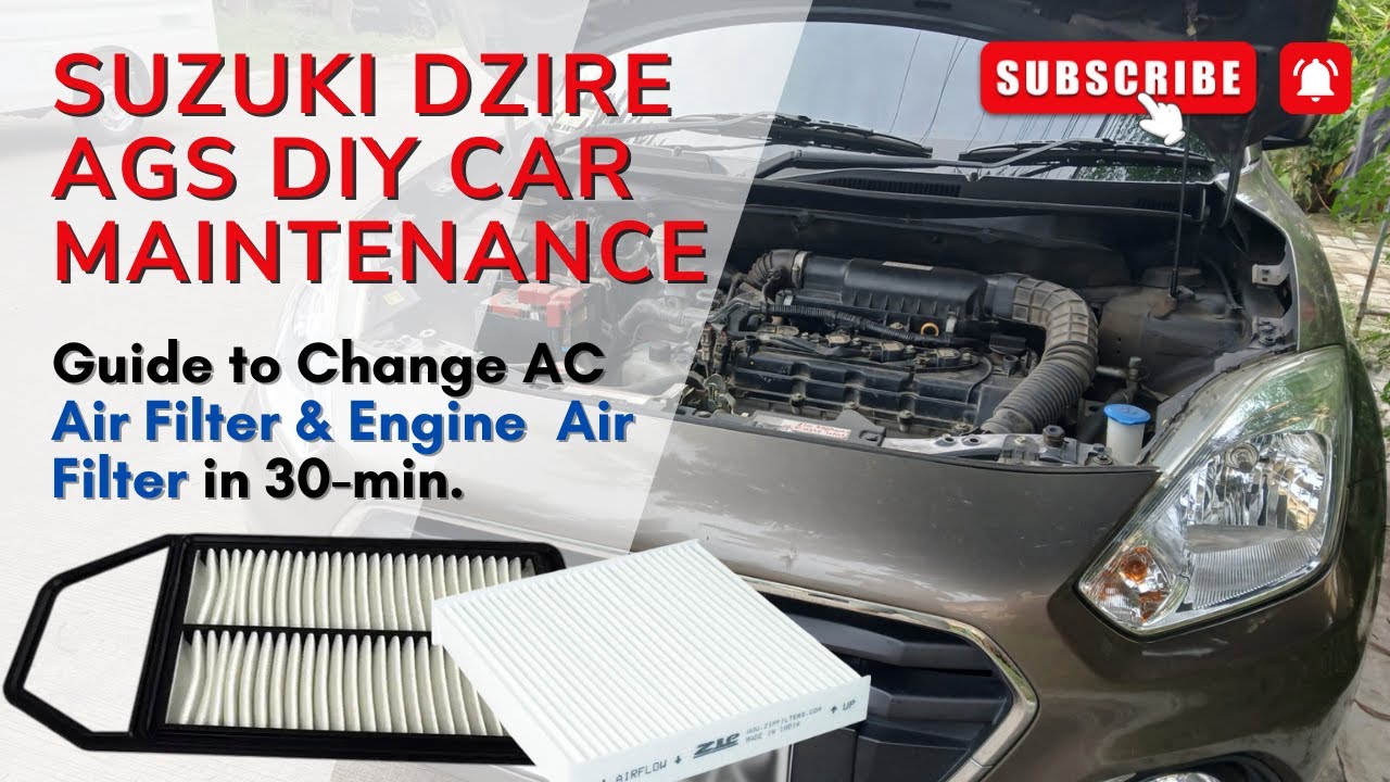 Suzuki DZire AGS DIY Car Periodic Maintenance: Aircon & Engine Air Filter Change & AC Fan Cleaning