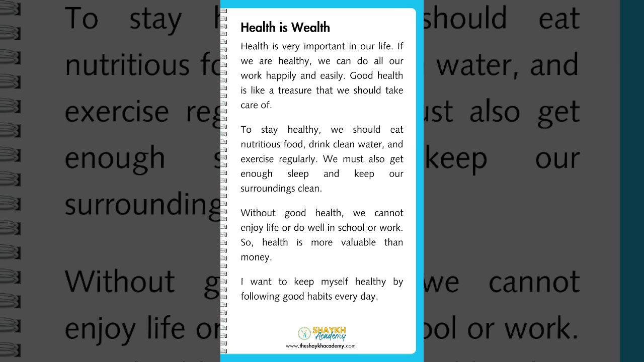 📝 Write an Essay on Health is Wealth 💯 | Easy English Essay Writing for Students #shorts #english